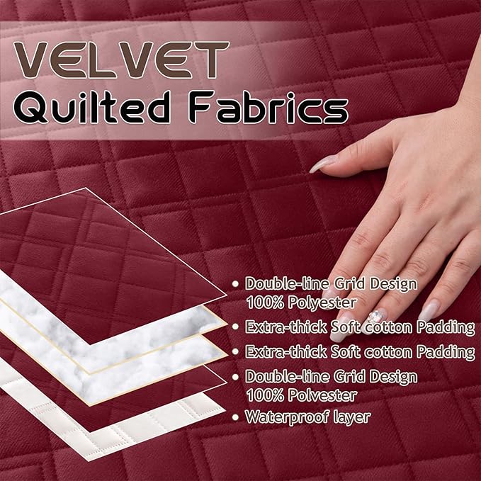 Arfntevss Waterproof Recliner Sectional Couch Covers for Reclining Sectional L Shape Sofa Cover Non Slip Washable Recliner L Shaped Slipcover Dog Additional Seat Protector (1 Seat Cover, Wine Red) - Image 3