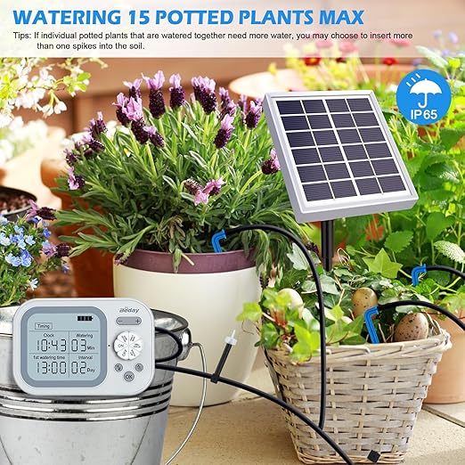 Solar Automatic Drip Irrigation System Houseplant Auto Self Watering Device Waterer for 15 Potted Plants Outdoor Indoor Garden Balcony Vacation While Away - Image 7