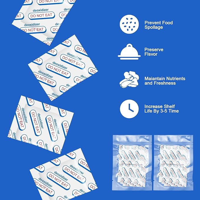 500cc Oxygen Absorbers for Food Storage - 100 Count (20x Packs of 5) - for Long Term Food Storage & Survival, Mylar Bags, Canning, Harvest Right Freeze Dryer, Dehydrated, and Preserved Foods - Image 4