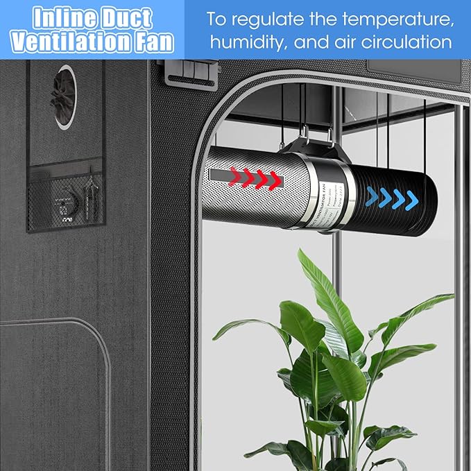 Dreyoo 2 Pack 4 Inch Inline Duct Fans with Duct Clamps, 110 CFM Ventilation Exhaust Fans HVAC Vent Blowers for Grow Tent, Mini Greenhouse, Basement, Hydroponic, Bathroom, Low Noise, Black - Image 2