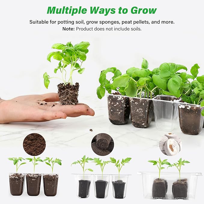 Bonviee 5-Pack Seed Starter Trays for Indoor Germination – Humidity Dome to Regulate Temperature & Humidity, Clear Tray for Root Observation, Drain Holes to Prevent Overwatering (5 Packs, Clear) - Image 5