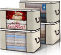 90 L Large Storage Bags, 4 Pack Clothes Storage Bins Foldable Closet Organizers Storage Containers with Reinforced Handle for Clothing, Blanket, Comforters, Bed Sheets, Pillows and Toys (Beige) by BuddingJoy-BuildaJoyfulLifeforYou