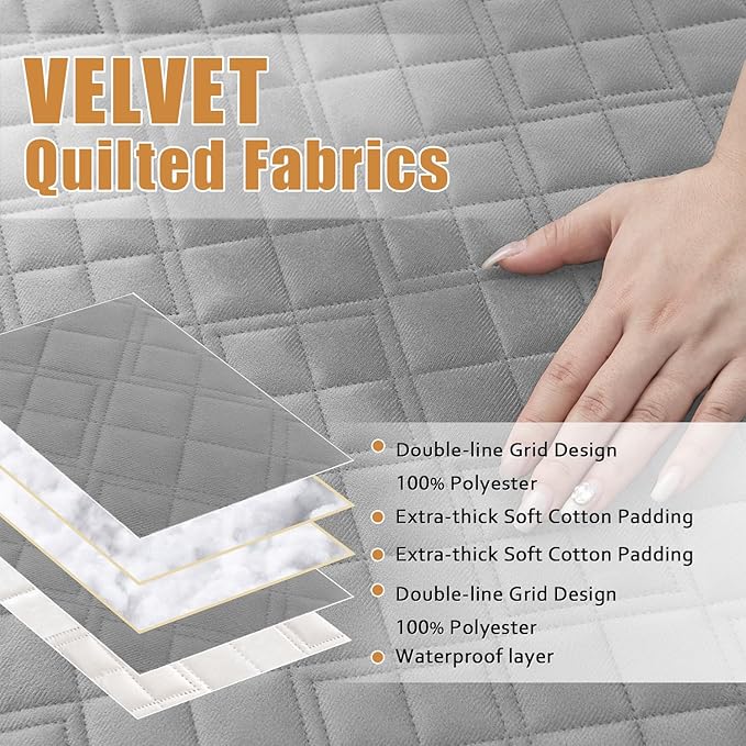 Arfntevss Waterproof Sectional Couch Covers L Shape Washable Velvet Sofa Cover for Sectional Non Slip Large Corner Slipcovers Dog 6 Pcs Universal U Shaped Furniture Protector (Silvery Gray, XX-Large) - Image 3