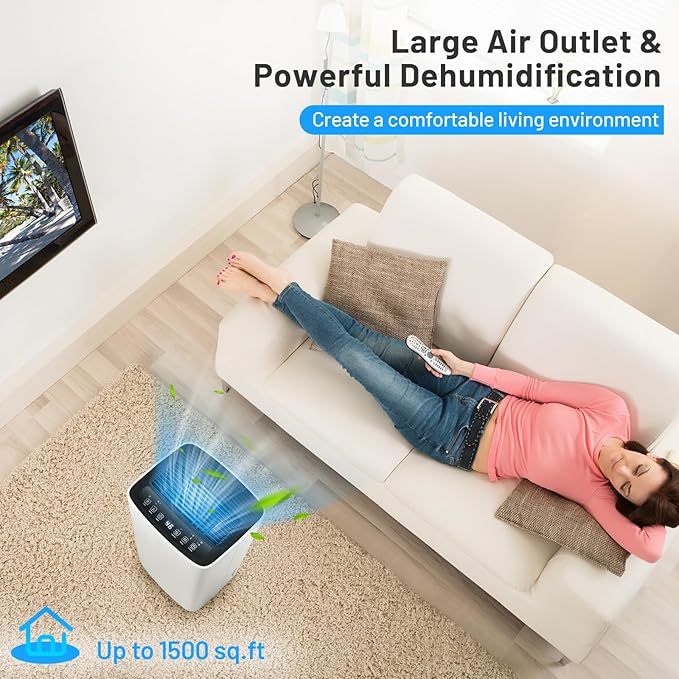 ARLIME 30 Pints Dehumidifier, 1500 Sq. Ft Efficient Home Dehumidifier, 0.5 Gallon Water Tank, 3 Modes, 2 Speeds, 24H Timer & 4 Wheels, Perfect for Home and Basements - Image 4