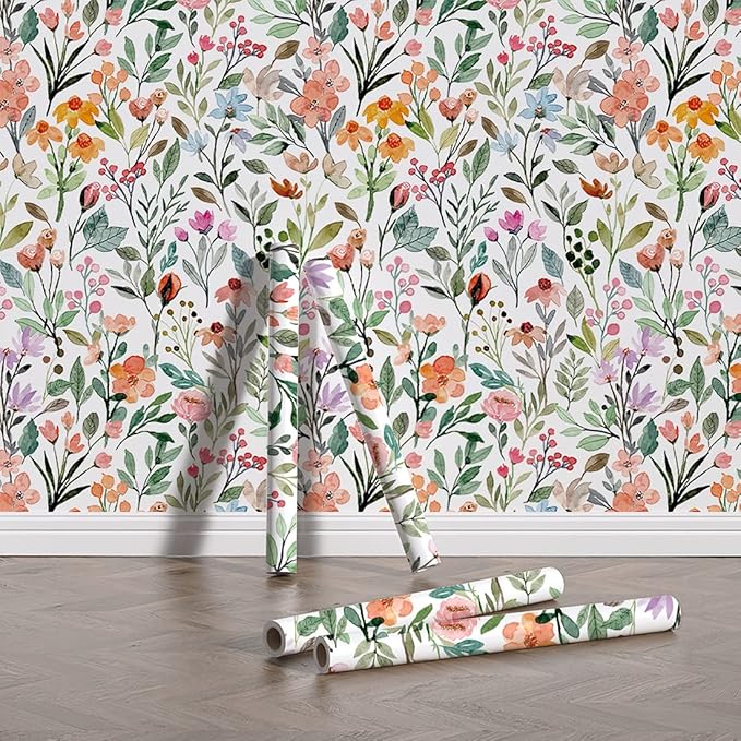 Self Adhesive Colorful Floral Shelf Liner Contact Paper Decorative Watercolor Small Flower Drawer Liner Peel and Stick Floral Wallpaper for Walls Cabinets Table Decal 17.7X117 Inches - Image 6