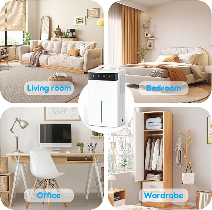 DEVERSE Max 5 Pints Smart Dehumidifier for Home/Bedroom/Basement, 600 Sq.Ft Coverage, with Drain Hose, Smart Humidity Control & Large Tank - Image 4