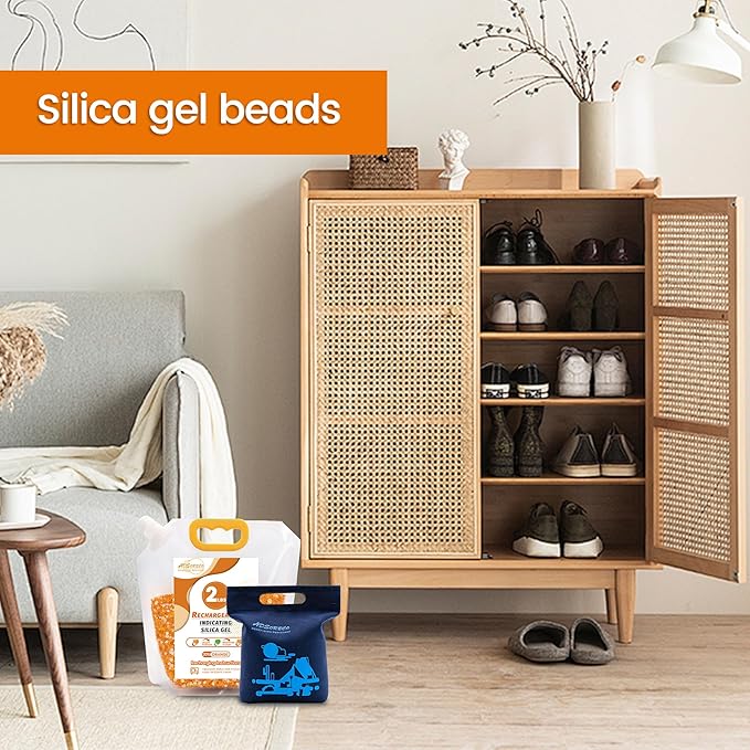 Silica Gel Desiccant Beads – Reusable Desiccant Bulk 3mm Beads for 3D Filament, Electronics, Cameras, Jewelry, and Safes (Orange White MIX, 2 LBS+1 Bag) - Image 2
