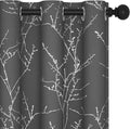 Deconovo Blackout Curtains Grey, Thermal Insulated Soundproof Drapes, Silver Branch Foil Print, 42 x 54 Inch, 2 Panels, Machine‑Washable Privacy Window Panel for Living Room Bedroom Small Windows by Deconovo