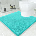 Smiry Luxury Chenille Toilet Rugs U-Shaped 24x24, Soft Absorbent Non-Slip Contour Bathroom Rugs for Toilet, Machine Washable Contoured Bath Mats, Turquoise by Smiry