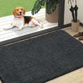 OLANLY Dog Door Mat for Muddy Paws 47x32, Absorbs Moisture and Dirt, Absorbent Non-Slip Washable Doormat, Quick Dry Chenille Mud Mat for Dogs, Entry Indoor Entryway Carpet for Inside Floor, Dark Grey by OLANLY