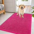 OLANLY Dog Door Mat for Muddy Paws 44x32, Absorbs Moisture and Dirt, Absorbent Non-Slip Washable Doormat, Quick Dry Chenille Mud Mat for Dogs, Entry Indoor Entryway Carpet for Inside Floor, Hot Pink by OLANLY