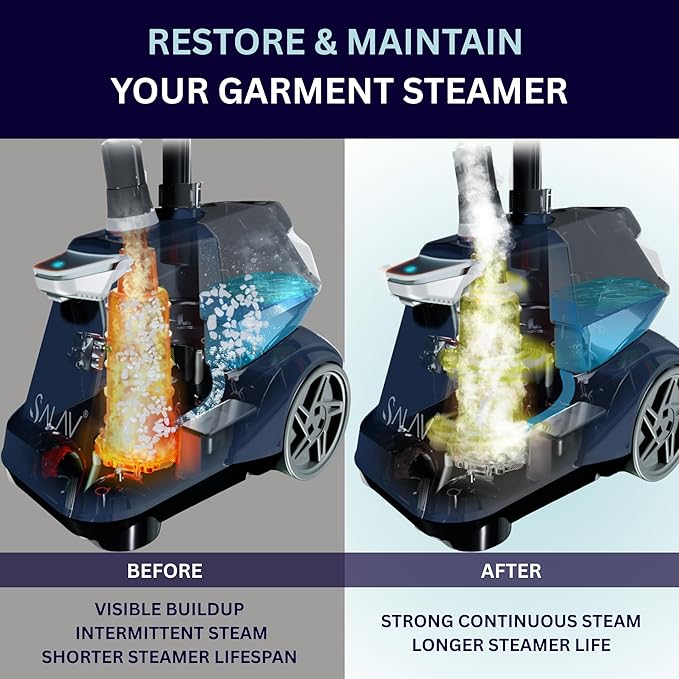 SALAV Garment Steamer Descaling Solution Decalcifier Packets for Mineral Deposits and Build-up Removal, Maintenance for Clothes, Works with all Garment Steamer Brands, Cleans Build Up, 5 packs - Image 2
