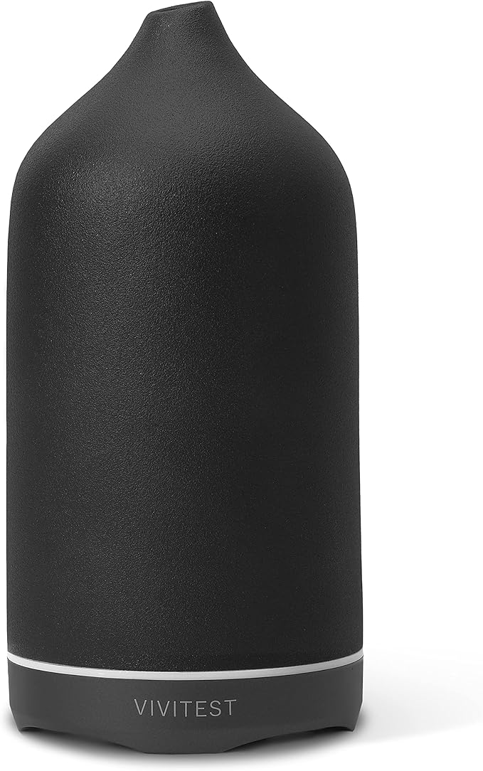 VIVITEST Diffusers for Essential Oils,Stone Oil Diffuser,Ceramic Essential Oil Diffusers Black for Home (250ML) by VIVITEST