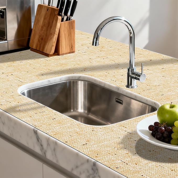 FIFTY FEET 12"x120" Non-Adhesive Shelf Liner for Kitchen Cabinets and Drawers, Washable Non-Slip PVC Cabinet Liner (Yellow)(7 Roll) - Image 6