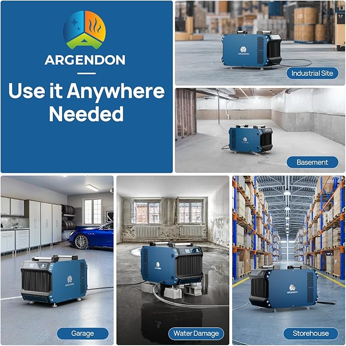 ARGENDON Commercial Dehumidifier for Crawlspace, 145 Pints Dehumidifiers with Drain Hose, Industrial Dehumifier for Basement, Industrial, Job Sites, cETL, 5-Year Limited Warranty - Image 6