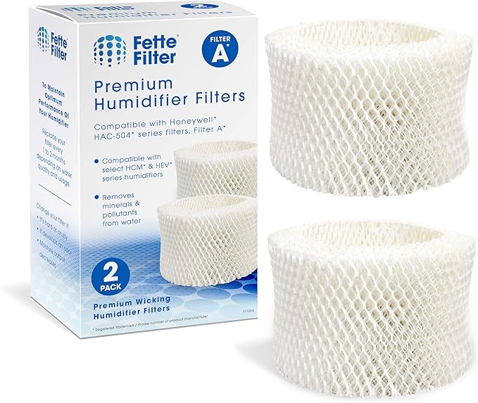 HAC-504 Premium Humidifier Wicking Filter Compatible with Honeywell HAC-504 HAC-504AW HAC504V1 Humidifier Replacement Filter A Replacement for Honeywell Filter HCM 350 & Cool Mist Humidifiers. (2QTY) by Fette+Filter