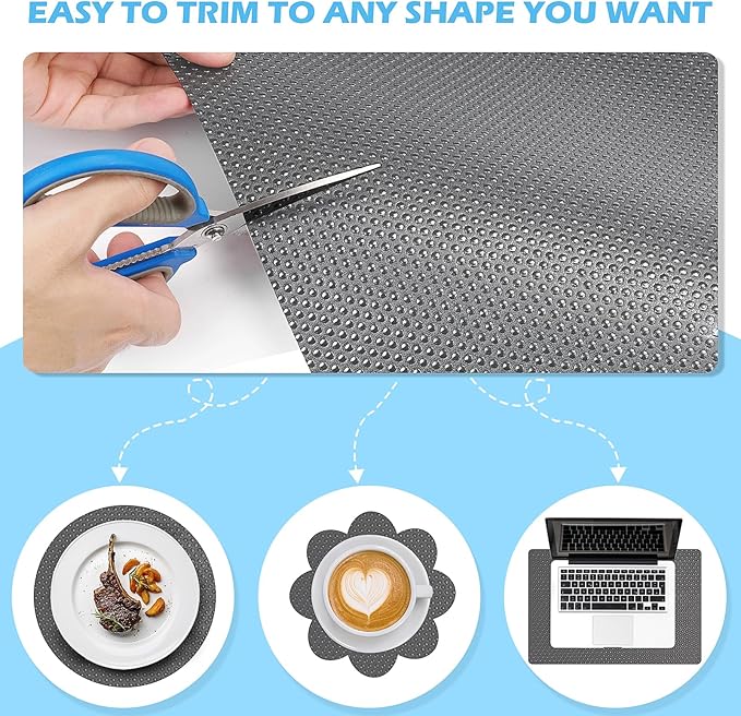 Drawer Liners, Waterproof Shelf Liner, Anti-Slip Non-Adhesive BPA Free Kitchen Cupboard Cabinet Liner Refridge Fridge Mats Sink Protector Strong Durable for Home (Grey/19.7in x 20Ft) - Image 4