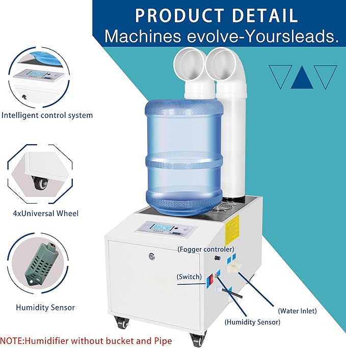 Ultrasonic Industrial Agricultural Humidifer 14L/H (3.70Gal/H) Stainless Steel Smart Commercial Humidifier Large Volume Automatic Mist Cooling Sprayer Airflow for Warehouse Greenhouse Garden - Image 2