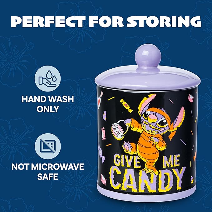 Silver Buffalo Disney Lilo and Stitch Halloween Mummy Give Me Candy Ceramic Cookie Snack Jar (Large) - Image 4