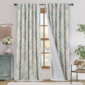 jinchan Blackout Linen Blend Curtain Floral Blackout Curtains for Living Room 96 Inch Length Blue Printed with Lined Blackout Curtain for Bedroom Farmhouse Curtains Set 2 Panels by JINCHAN