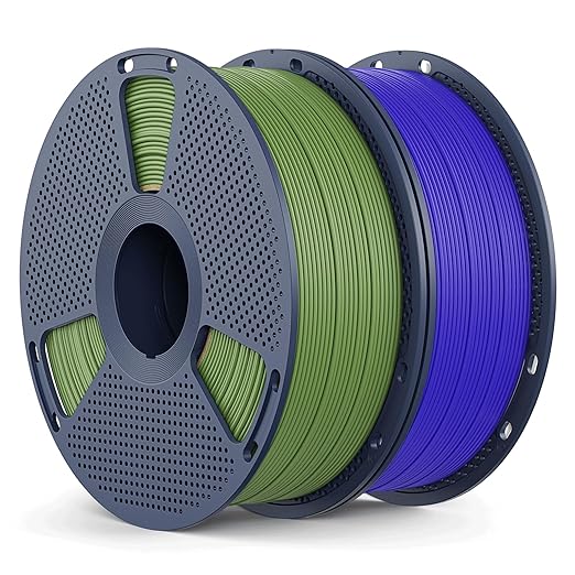 Matte PLA Filament 1.75mm, 2kg(4.4lbs) SUNLU 3D Printer Filament, Matte Surface Texture, No Clogging, Less Brittle, Klein Blue+Olive Green by YOOPAI