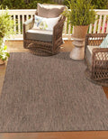 Unique Loom Outdoor Solid Collection Area Rug (5' 3" x 7' 1" Rectangle Light Brown/Ivory) by UniqueLoom