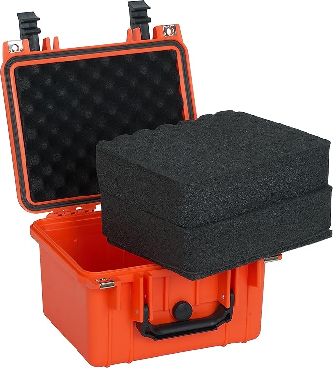 MEIJIA Portable All Weather IP67 Waterproof Camera Case,hard case with Customizable Fit Foam,Fit Use of Drones,Camera,Equipments,10.62 x9.68x6.87inches(Orange) - Image 2