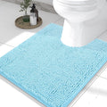 Smiry Luxury Chenille Toilet Rugs U-Shaped 24x20, Soft Absorbent Non-Slip Contour Bathroom Rugs for Toilet, Machine Washable Contoured Bath Mats, Sky Blue by Smiry