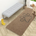 OLANLY Dog Door Mat for Muddy Paws 59x24, Paw Print Design, Absorbs Moisture and Dirt, Absorbent Non-Slip Washable Doormat, Quick Dry Chenille Mud Mat for Dogs, Entry Indoor Entryway Carpet, Tan by OLANLY