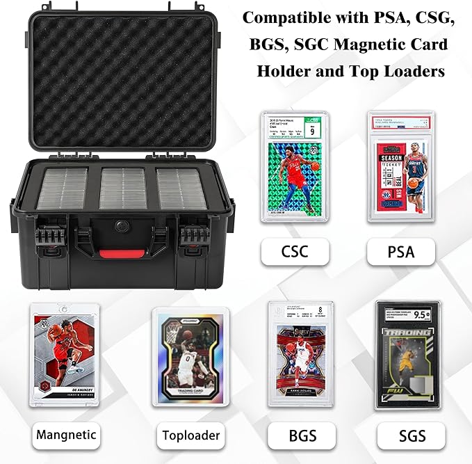 Graded Card Case Storage Box, Trading Card Storage Box, Waterproof Card Slab Carrying Case Compatible with 100+ PSA, CSG, BGS, SGC Graded Sports Trading Cards with 6 EVA Foam - Image 2