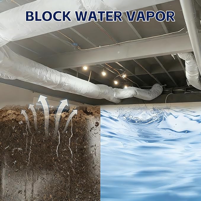 10'x100' Crawl Space Vapor Barrier, 10mil Film Plastic Sheeting, Heavy Duty Polyethylene Film, Ideal for Crawl Space, Garden, Basement, White - Image 6