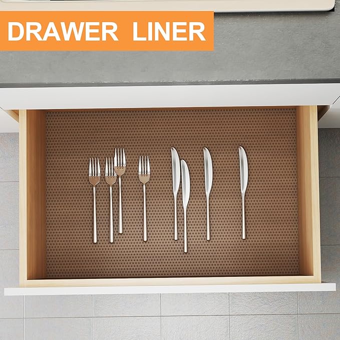 FLPMIX Shelf Liners for Kitchen Cabinets: 16" x 25' Clear Waterproof Drawer Mat - Translucent Grey Non-Adhesive Easy to Cut Refrigerator Liner for Pantry Shelving - Image 2