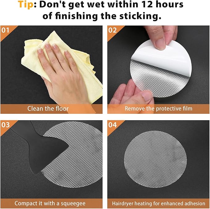 24 PCS Bathtub Non Slip Stickers Clear Adhesive Decals Round Shape Anti Slip Shower Stickers Bath Non Slip Stickers for Floor Bathroom Stairs Ladders with Scraper - Image 7