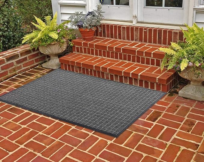 Kempf Water Retainer Front Door Mat, 18” x 30”, Black, Outdoor Indoor Entrance, Non-Slip, Low Profile, Natural Rubber Doormat, Traps Dirt and Moisture - Image 6