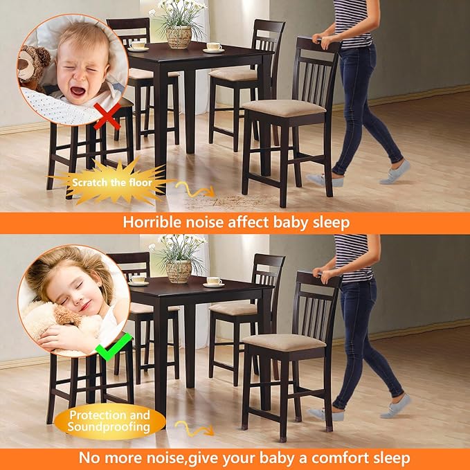 36pcs Square Chair Leg Floor Protectors, Felt Pads Chair Leg Protectors for Hardwood Floors, Silicone Furniture Feet Cups Covers Felt Pads, Prevents Scratches & Reduce Noise, Brown, X-Small - Image 5