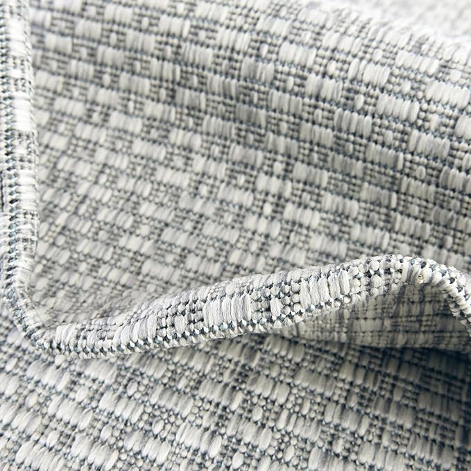 Unique Loom Collection Casual Transitional Solid Heathered Indoor/Outdoor Flatweave Area Rug (13' Round, Light Gray/Ivory) - Image 6