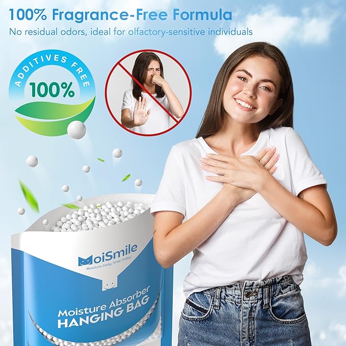 Moisture Absorbers 30 Pack Fragrance Free, Hanging Closet Dehumidifier Bags, Humidity Absorber, Compact Eliminates Odors Humidity Packs for Car, Bathroom, Bedroom, Basement, 9.8OZ - Image 9