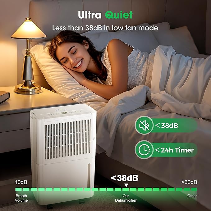 2,500 Sq.Ft Dehumidifier with Drain Hose, 30 Pints Dehumidifiers for Basement Bedroom Bathroom Large Room Home – Smart Humidity Control, 3 Modes, Dry Clothes, 24H-Timer, Auto Defrost - Image 8
