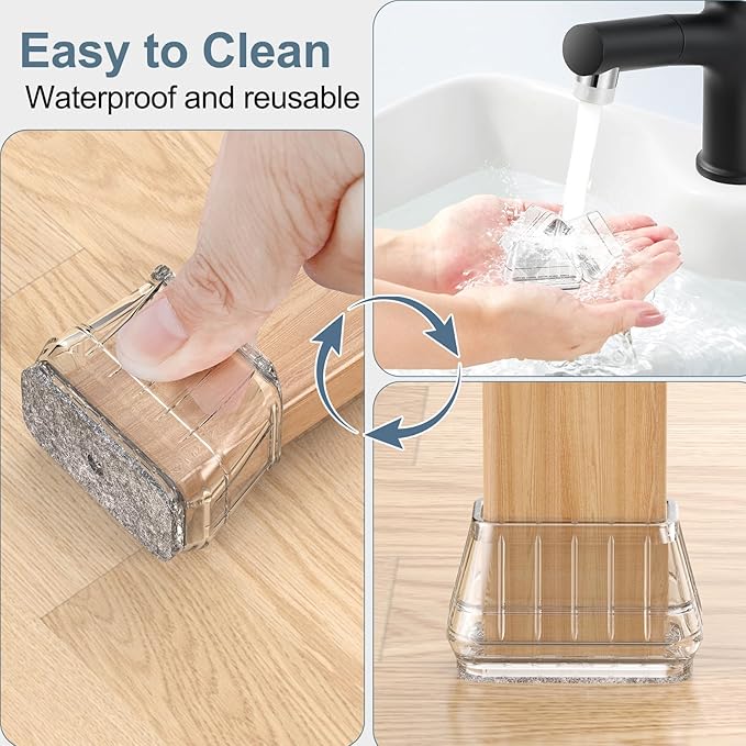 24PCS Rectangular Chair Leg Floor Protectors for Hardwood Floors, Thicken Rubber Chair Leg Cap Covers, Non Slip Furniture Leg Pads to Protect Wood Tile Floors from Scratches and Reduce Noise - Image 6