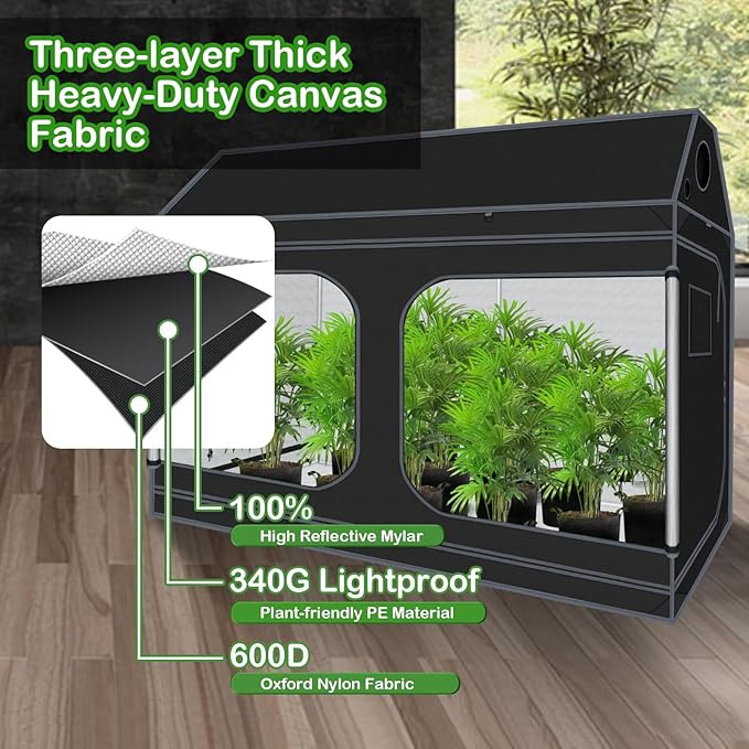 Grow Tent Plant Tent 98"x48"x72" Roof Cube Grow Tent for Hydroponics Indoor Plant Growing - Image 5
