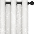 Deconovo Room Darkening Curtains, White Curtain, Thermal Insulated & Noise Reducing Drapes, Silver Branch Pattern, 42 x 63 Inch Long, Grommet Panels for Bedroom Living Room Office Nursery, Set of 2 by Deconovo