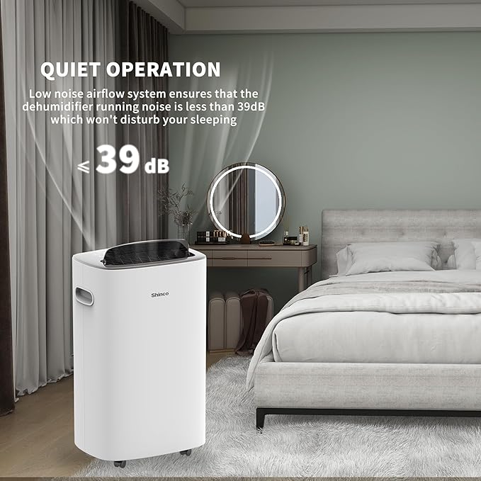 Shinco 86 Pints Dehumidifier for Home and Basements, 5000 Sq.Ft Dehumidifiers with Drain Hose, Auto or Manual Drainage, Auto Defrost, Quietly Remove Moisture, Intelligent Humidity Control, 24HR Timer - Image 4