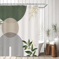 Extra Wide Boho Shower Curtain 180Wx70H Wrap Around Clawfoot Tub Curtain Sage Green Modern Bohemian Abstract Gold Leaves Mid Century Bathroom Decor Minimalist Bath Fabric Polyester 32 Pack Hook by MitpokBrand