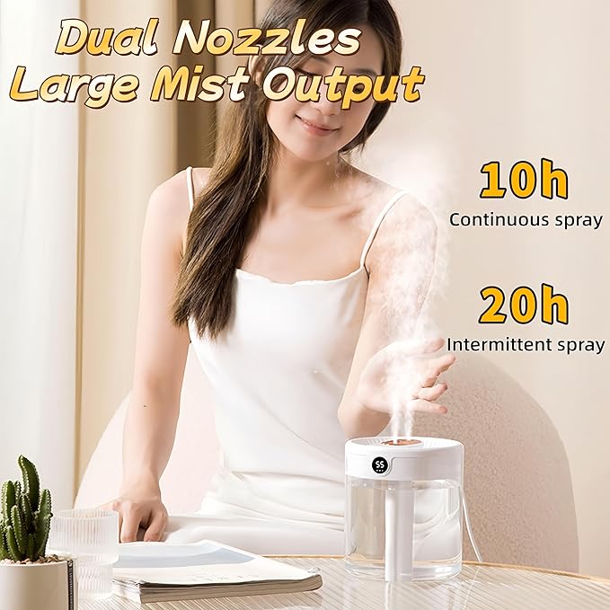 Smart 2L Cool Mist Humidifier for Bedroom, Quiet Desktop Air Moisturizer with Auto Shut-Off, Personal Humidifier for Home Office and Small Spaces (Pink) - Image 3