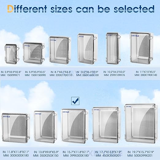 Waterproof Outdoor Project ABS Plastic Junction Box IP67 Weatherproof Dustproof Enclosure with Hinged Cover, Mounting Plate,Wall Brackets for Power Project (Clear.15.7"x11.8"x7.1") - Image 4