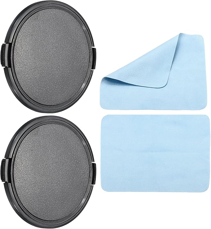 PATIKIL Camera Lens Cap, 2 Pack Sides Pinch Front Lens Cover with Microfiber Cleaning Cloth for 82mm Thread Universal DSLR Lenses for Nikon, for Fujifilm, for Pentax, for Leica by PATIKIL