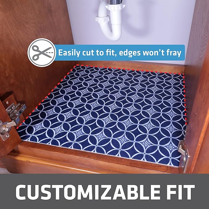 Drymate Premium XL Under Sink Mat, Waterproof Cabinet Protection Mats for Kitchen & Bathroom, Absorbent Shelf Liners, Slip-Resistant, Non-Adhesive, Machine Washable (USA Made)(24”x59”)(Indigo) - Image 3