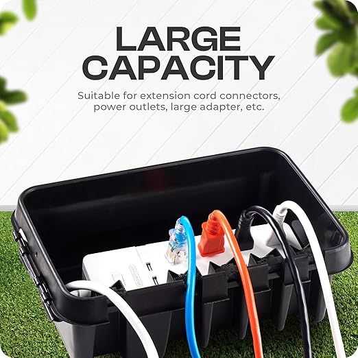 SockitBox – The Original Weatherproof Connection Box – Indoor & Outdoor Electrical Power Cord Enclosure for Timers, Extension Cables, Transformers, Power Strips, Lights, Tools & More – Medium – Black - Image 2