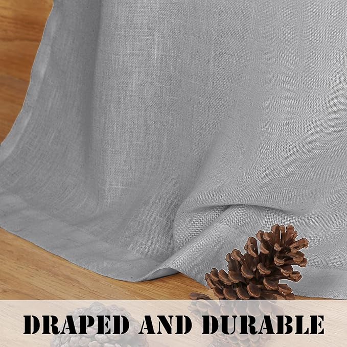 H.VERSAILTEX Dove Curtains 96 Inches Long for Living Room 2 Panels Rod Pocket Airy Flowy Lightweight Semi Sheer Linen Curtains for Boys Bedroom Dining Country Chic Decoration 52x96 Inch Length 8 FT - Image 6