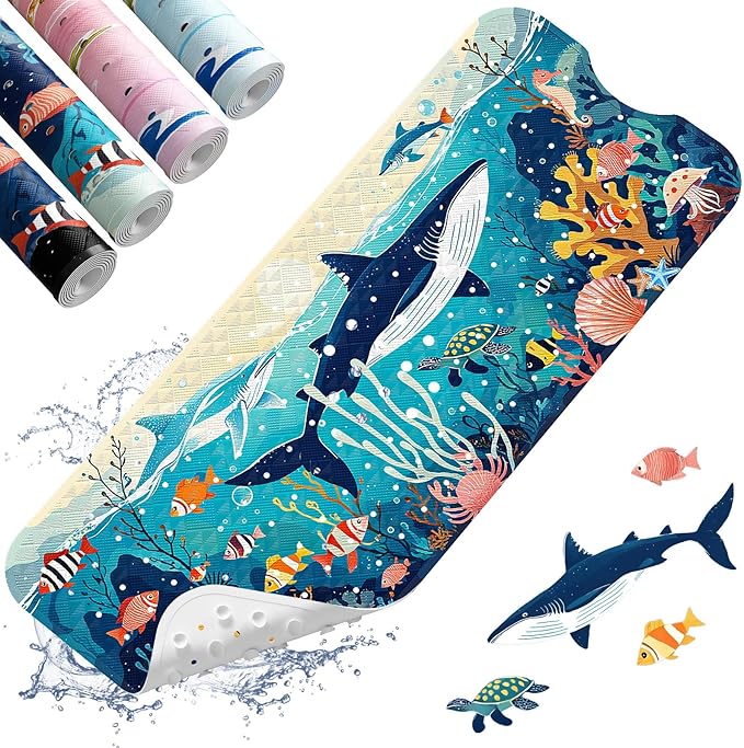 XIYUNTE Baby Bath Mat for Tub Non Slip Kids Bath Mat - 40"x16" Extra Long Bathtub Mat Non Slip Kids, Eco-Friendly Toddler Bath Mats with Suction Cups for Secure Grip, Easy to Clean & Easy Drying by XIYUNTE